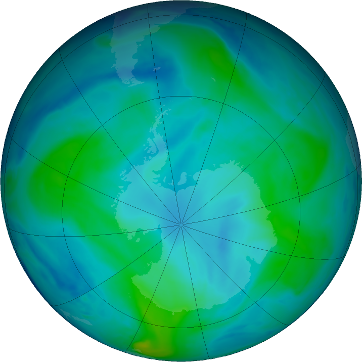 Antarctic ozone map for 12 February 2019